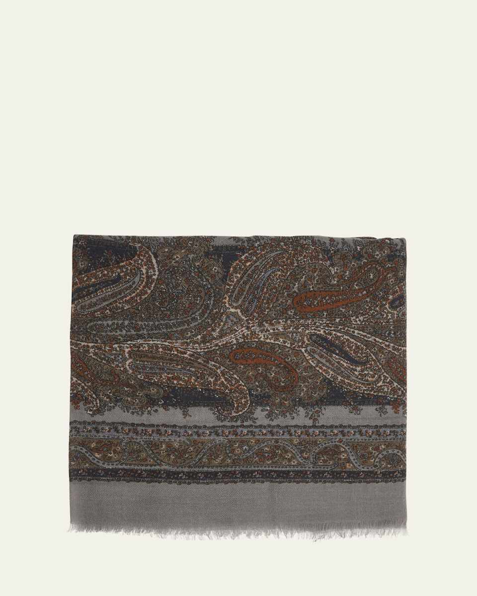 Geometric Paisley Cashmere Scarf